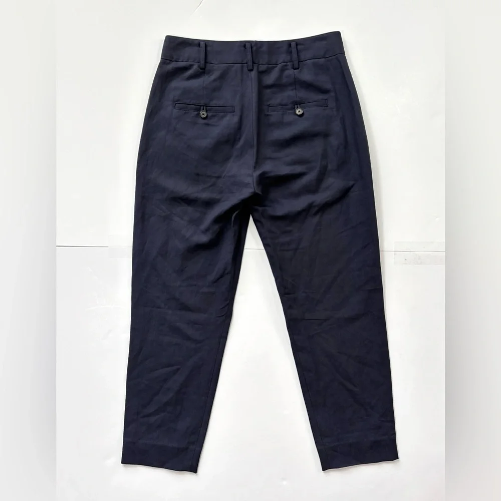 VINCE Navy Linen Cropped Tapered‎ Ankle Business Casual Pants Size 4